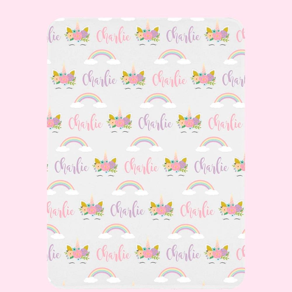 Personalized Unicorn Name Blankets, Rainbow Color Unicorn Throw Blankets, Soft and Plush Flannel Blanket Gifts for Kids/Girls 4-6 Years Old